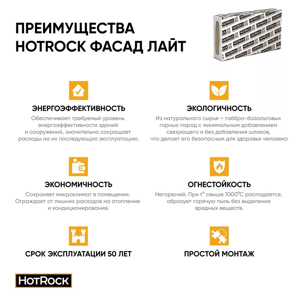 Утеплитель Hotrock Фасад Ребел (120 кг/м3) минвата (базальтовый) купить с  доставкой оптом и в розницу «СПЕЦТЕХНОПРОМ»