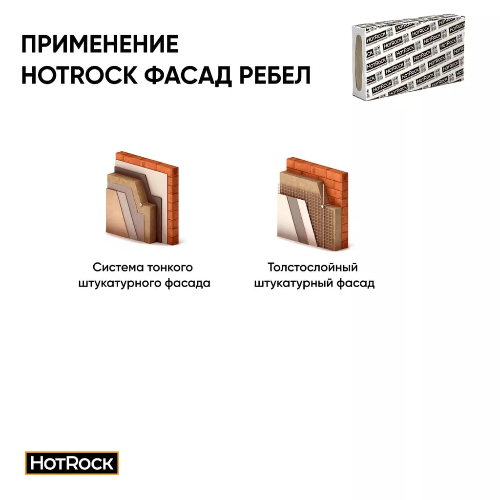 Утеплитель Hotrock Фасад Ребел (120 кг/м3) минвата (базальтовый) купить с  доставкой оптом и в розницу «СПЕЦТЕХНОПРОМ»